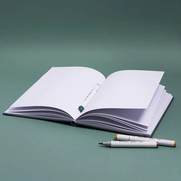 Скетчбук для маркеров Малевичъ А4 40 л 220 л, двусторонняя бумага, серо-зеленый 606x758